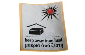 LABELS KEEP AWAY FROM HEAT